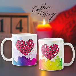 Rotes Herz mit Wort Liebe Sie für immer Valentinin Kaffeetasse