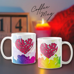 Rotes Herz mit Wort Liebe Sie für immer Valentinin Kaffeetasse