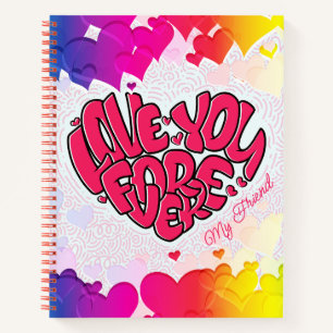 Rotes Herz mit Wort Liebe Sie für immer Valentinin Notizbuch