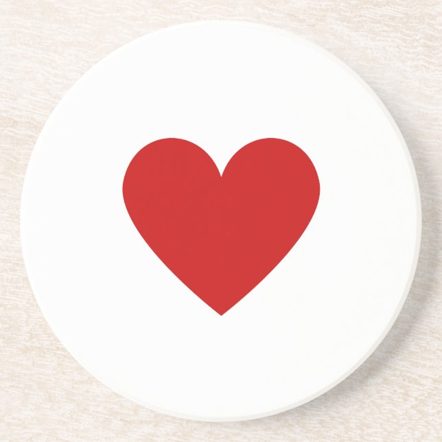 Rotes Herz Moderne Liebe Valentines Sandstone Getränkeuntersetzer (Vorne)