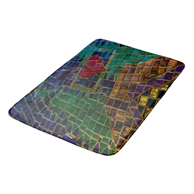 Rotes Herz Mosaik Badematte (Schrägansicht)