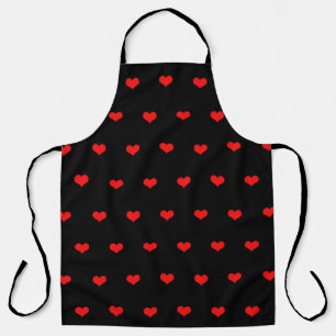 Rotes Herz Muster Schwarz Modernes Süßes Geschenk Schürze