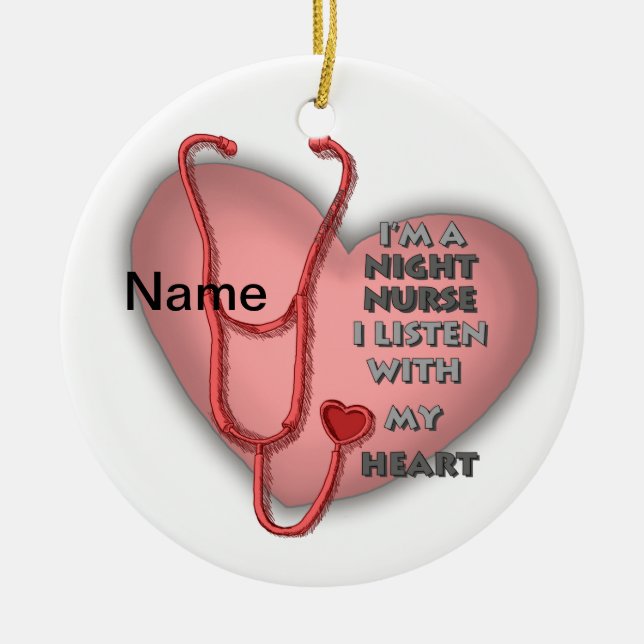 Rotes Herz Night Nurse Keramik Ornament (Vorne)