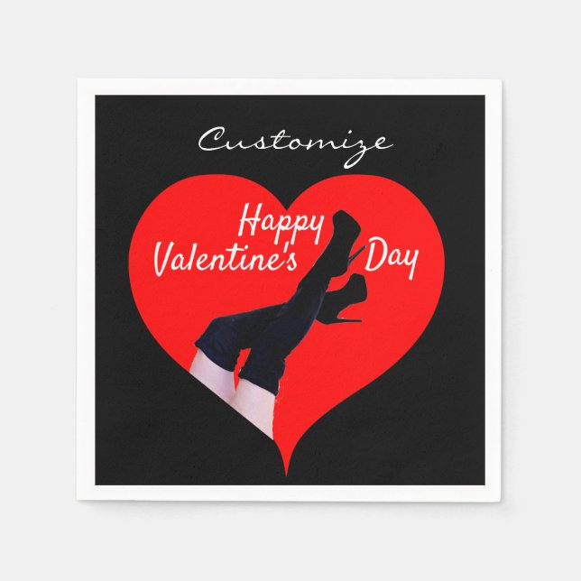 Rotes Herz Oberschenkelhohe Stiefel Valentine Thun Serviette (Vorderseite)