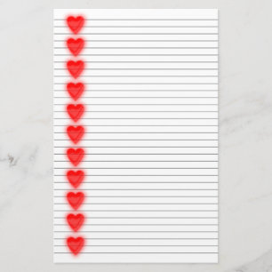 Rotes Herz - optionale Linien Briefpapier
