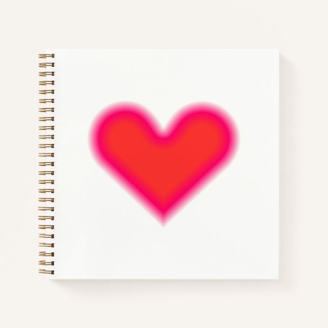 Rotes Herz Optische Kunst Rosa Notizbuch (Vorderseite)