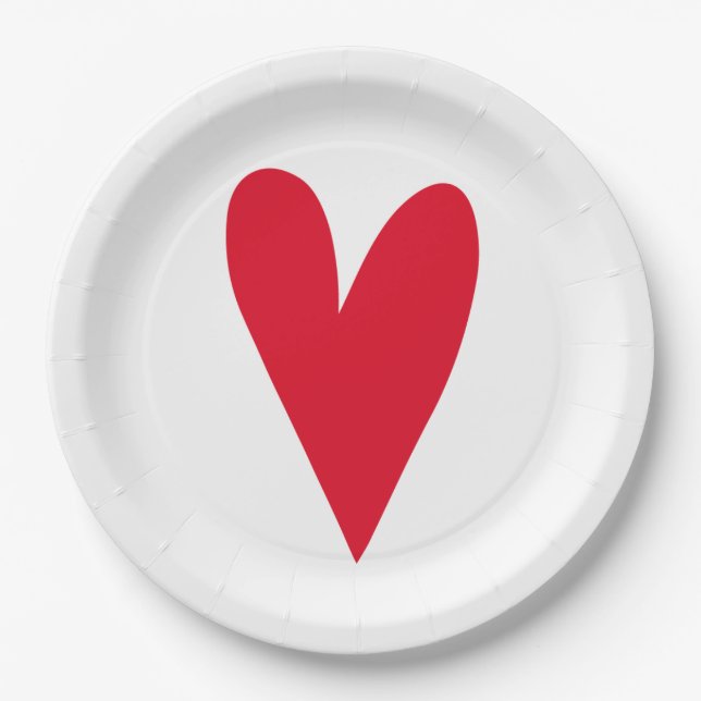 Rotes Herz Pappteller (Vorderseite)