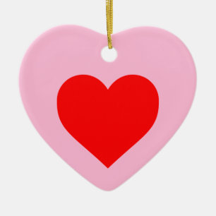 Rotes Herz Pastell Pink Keramik Ornament