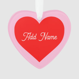 Rotes Herz Pastell Pink Personalisiert Ornament