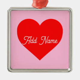Rotes Herz Pastell Pink Personalisiert Ornament Aus Metall