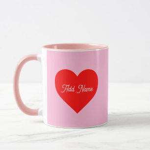 Rotes Herz Pastell Pink Personalisiert Tasse