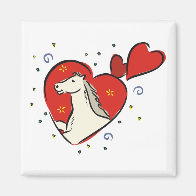 Rotes Herz Pferde Liebe Equine Magnet (Vorne)