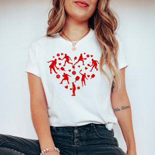 Rotes Herz Pickleball Liebhaber T-Shirt