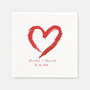 Rotes Herz romantische Hochzeit Serviette