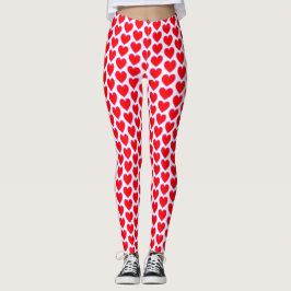 Rotes Herz rosa Kanten Hell Sweetheart Muster Leggings