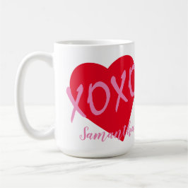 Rotes Herz rosa XOXO Valentinstag Moderne Kaffeetasse