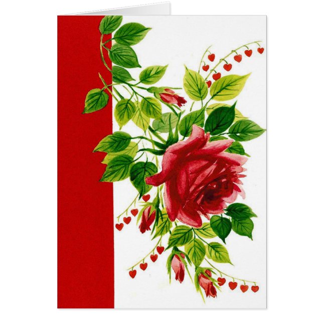 Rotes Herz Rose Beileid Grußkarte (Vorne)