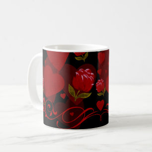 Rotes Herz, rote Rosen für Valentinstag Kaffeetasse