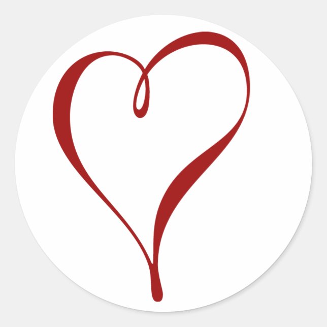 Rotes Herz Runder Aufkleber (Vorderseite)