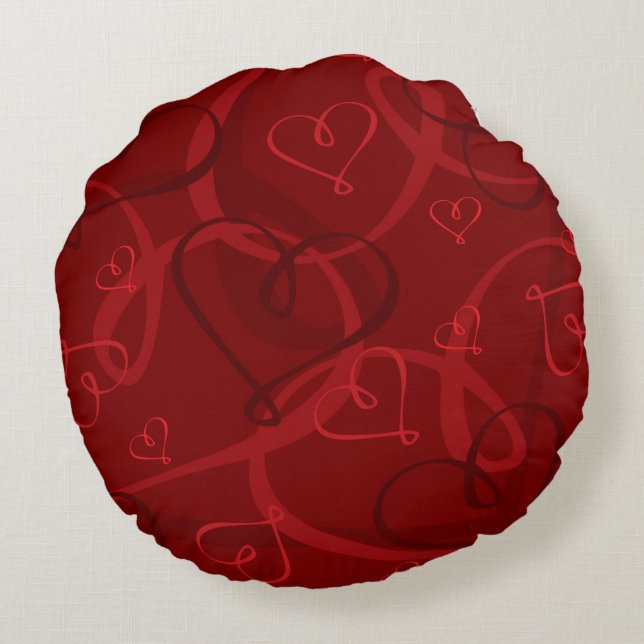 Rotes Herz Rundes Kissen (Rückseite)