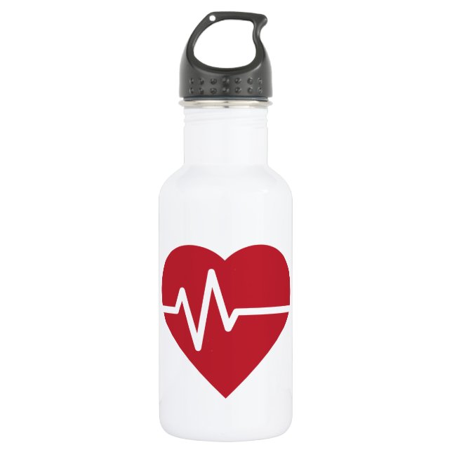Rotes Herz schlägt Trinkflasche (Vorderseite)