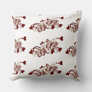 Rotes Herz Schmetterlinge gepolstertes Muster Kiss Kissen