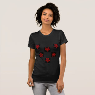 Rotes Herz schwarz, feine geometrische Kunst T-Shirt