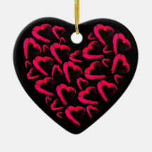 Rotes Herz Schwarze Keramik Ornament