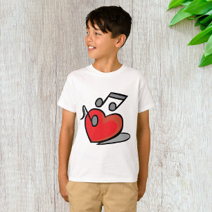 Rotes Herz singende Musiknoten T-Shirt