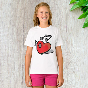 Rotes Herz singende Musiknoten T-Shirt