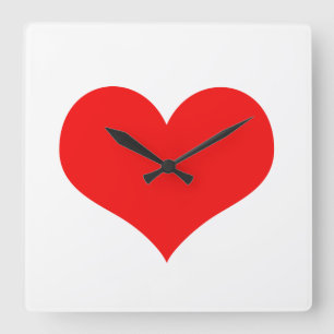 Rotes Herz Süßer Valentinstag Weiß Benutzerdefinie Quadratische Wanduhr