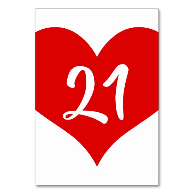 Rotes Herz Tischnummer (Vorderseite)