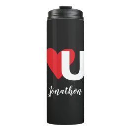 Rotes Herz U Liebe Valentinstag Mit Monogramm Name Thermosbecher