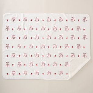 Rotes Herz und Baum Nahtloses Muster Sherpadecke