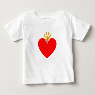 Rotes Herz und goldene Pfote Baby T-shirt