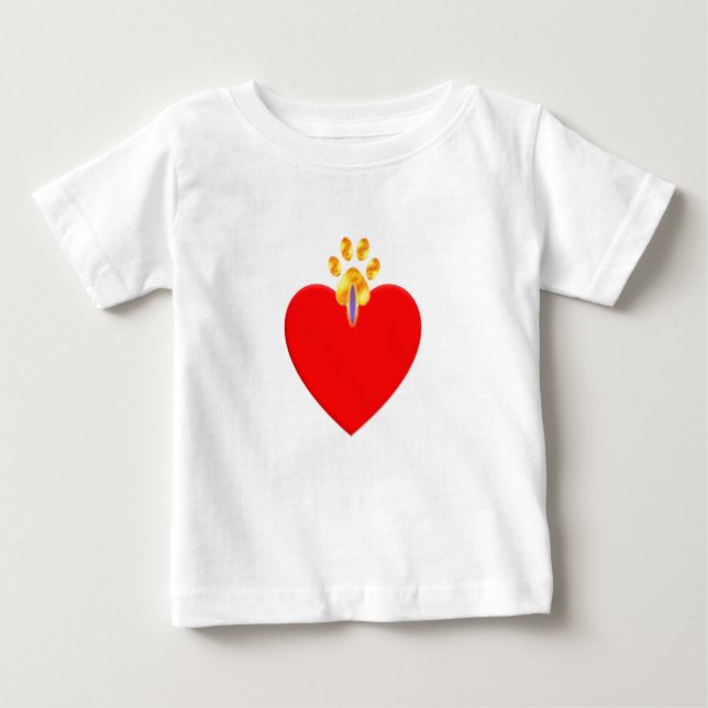 Rotes Herz und goldene Pfote Baby T-shirt (Vorderseite)