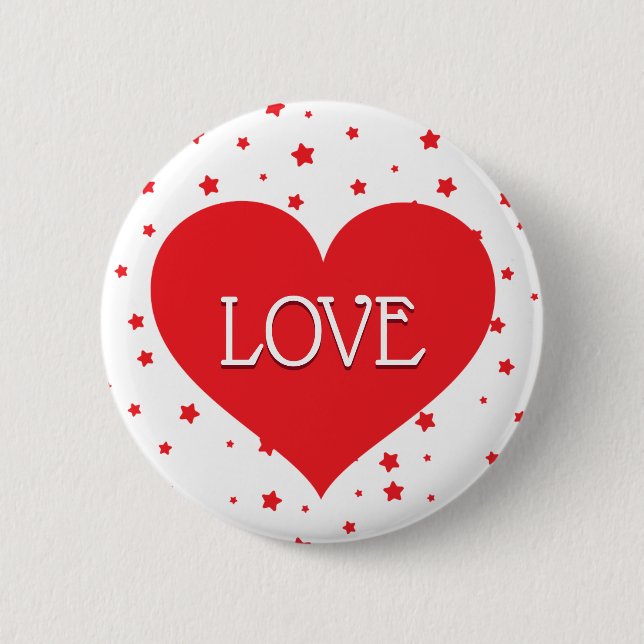 Rotes Herz und LIEBE im Herzen Button (Vorderseite)