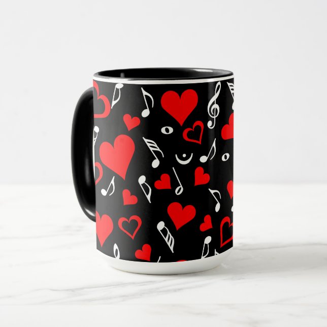 Rotes Herz und Musiknoten Tasse (Vorderseite Links)
