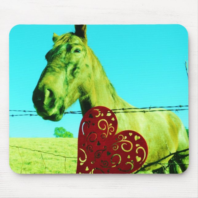 Rotes Herz und Pferd Mousepad (Vorne)