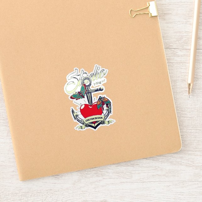 Rotes Herz und Schmetterlinge Studio Kunst Aufkleber (Notizbuch)