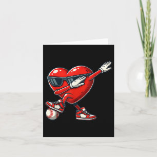 Rotes Herz Valentine Baseball Dabbing Toddl Karte