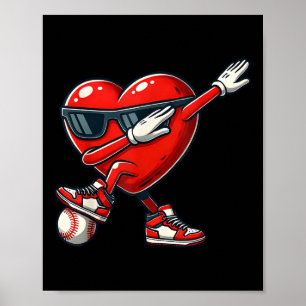 Rotes Herz Valentine Baseball Dabbing Toddl Poster