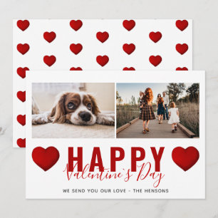 Rotes Herz Valentinstag Schrift Familienfoto Feiertagskarte