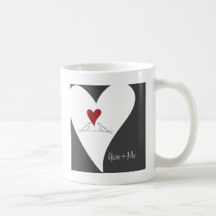Rotes Herz Weiße Tauben in Liebe Rustikal Modern Tasse