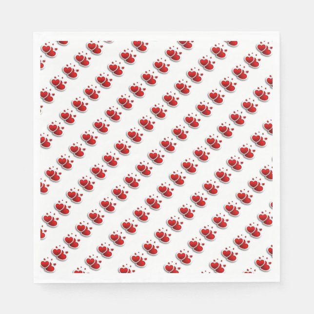 Rotes Herz/Weißes Standardfrühstück Napkin Serviette (Vorderseite)
