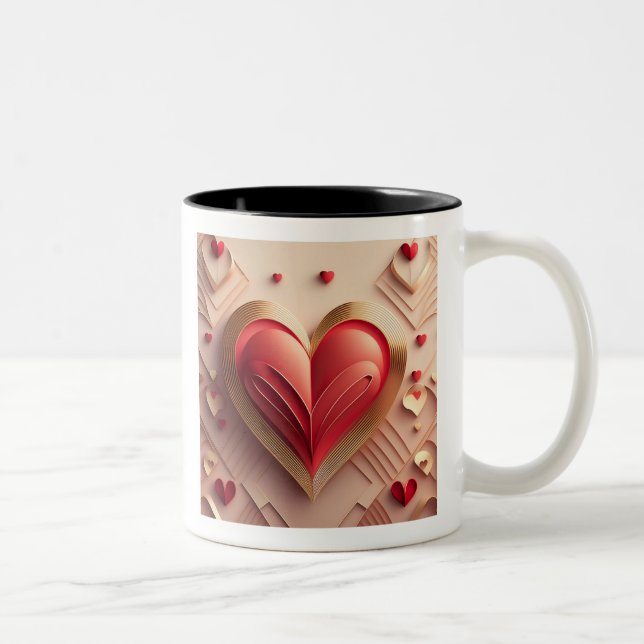 Rotes Herz Zweifarbige Tasse (Rechts)