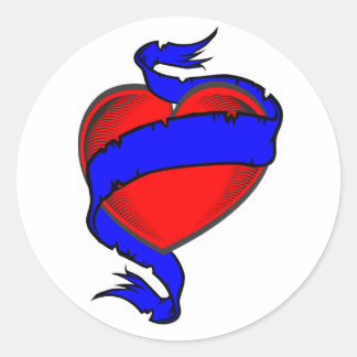 rotes Herzband Runder Aufkleber
