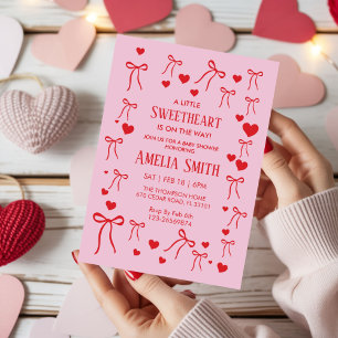 Rotes Herzchen Valentinstag Mädchen kritzeln Baby Einladung