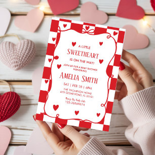 Rotes Herzchen Valentinstag Mädchen kritzeln Baby Einladung