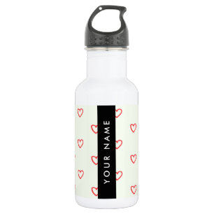 Rotes Herzen Muster, Liebe, Ihr Name, Personalisie Edelstahlflasche